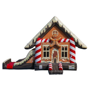 Castillo inflable comercial <span class=keywords><strong>Christmas</strong></span> Bounce House Kid Festival Weihnachten Gingerbread Jumping Castillo hinchable con tobogán Combo - Product Image 3