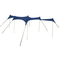 Tente de fête de plage de grande taille 6 poteaux en aluminium de luxe imperméable UV 50 + Lycra auvent avec abri solaire de sac de sable