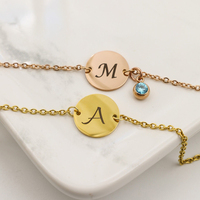 Nouveau Bracelet Femme en Acier Inoxydable Plaqué Or avec Pendentif Disque Gravé et Chaîne à Maillons, Breloque Arabe, Vente en Gros