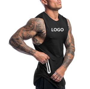 HENGUYU Hızlı Kuruyan Nefes Alabilen Mavi Yan Cepli Özel Logolu Erkek Vücut Geliştirme ve Koşu Atleti - Product Image 2