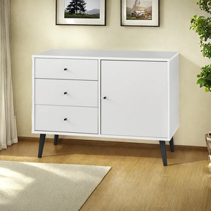 Buffet de cuisine antique en MDF avec 1 porte et 3 tiroirs, armoire de rangement gain de place, organisateur de buffet de cuisine pour <span class=keywords><strong>salle</strong></span> à <span class=keywords><strong>manger</strong></span> - Product Image 1