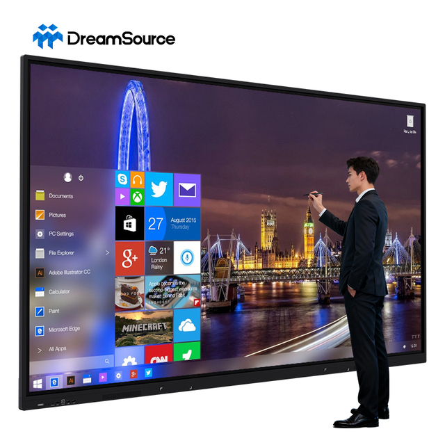 All In One 65-Inch Interactive Whiteboard Finger Multi Touch Screen 4800w Pixels Smart Classroom Board