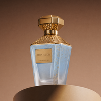 Flacon de parfum en verre vide de 30 ml, 50 ml, 100 ml, design octogonal, grille dorée décorative, couvercle artistique irrégulier avec emballage cadeau