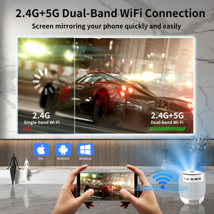 Proyector portátil H9 Android 11.0, 720P HD, 300 lúmenes, WiFi, enfoque eléctrico, proyector de video para cine en casa - Product Image 4