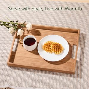 Bamboo Wooden <b>Tray</b> Rectangular Hotel Serving <b>Tray</b> For <b>Tea</b> Coffee Dried Fruit Solid Color Shandong Origin - Product Image 3