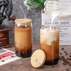 Gobelet isotherme transparent givré en forme de canette de bière, résistant à la chaleur, avec couvercle en bambou, pour sublimation UV, 12oz/16oz/20oz, stock USA - Product Image 4