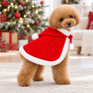 Cape de Noël pour chien, costume de Père Noël rouge, manteau en polaire pour animaux de compagnie, vêtements d'hiver pour petits chiens - Product Image 1