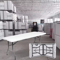 Table de banquet rectangulaire pliante robuste en plastique blanc HDPE pour hôtel, mariage, événement extérieur