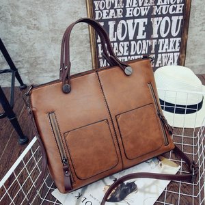 Bolsos de Cuero para Mujer, Bolsos de Mano, Bolsos Tipo Satchel de Cuero PU con Cierre, Color Amarillo Tierra, Negro, Verde Oscuro - Product Image 1