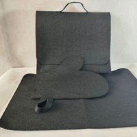 Ensemble de sauna 5 pièces en feutre de laine, résistant à la chaleur et absorbant, comprenant un chapeau, des chaussons antidérapants, des gants, un tapis de bain et un sac de rangement, pour hammam, direct usine