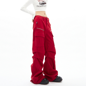 <span class=keywords><strong>Pantaloni</strong></span> Cargo <span class=keywords><strong>Parachute</strong></span> OEM Vintage a Vita Alta, Stile Street Wear, Larghi e Casual per <span class=keywords><strong>Donna</strong></span> - Product Image 3