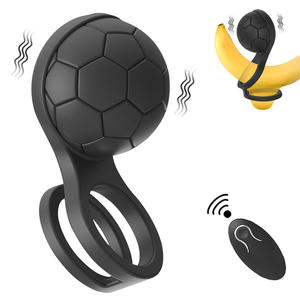 Voetbal Heren Time-Delay Siliconen Vibrerende Haan <span class=keywords><strong>Ring</strong></span> Draadloze Afstandsbediening Dubbele <span class=keywords><strong>Ring</strong></span> Koppels Volwassen Seksspeeltjes - Product Image 1