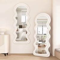 Miroir sur pied en velours Teddy, grand format, irrégulier, en bois, pour décoration intérieure, vente en gros