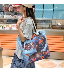 Schöne afroamerikanische Mädchen-Print-Einkaufstaschen und Geldbörsen, Canvas-Handtasche, modische Tragetasche mit Cartoon-Muster - Product Image 5