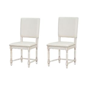 DB TOPMAX Cream Vintage Sillas de comedor tapizadas de 2 piezas tradicionales con respaldo acolchado - Product Image 4
