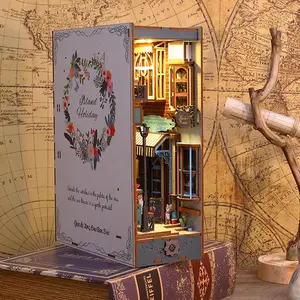 3D Holz DIY Miniatur Haus Buch Nook Holz montieren Spielzeug Buchs tütze