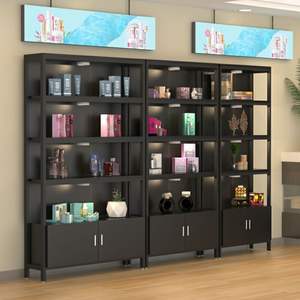 अनुकूलित भंडारण शोकेस दुकान धातु लकड़ी के शेल्फ खुदरा शॉपिंग कॉस्मेटिक प्रदर्शन रैक - Product Image 2