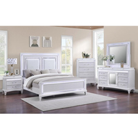 Ensemble de chambre à coucher de luxe en bois massif avec LED blanches, lit King/Queen, meubles modernes, table de chevet, commode, miroir, meubles de maison