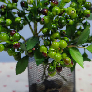 Artificial Fruit Bouquet White Berries Green Leaves Mesh Vase Home Decor Festival Decoration - Product Image 3