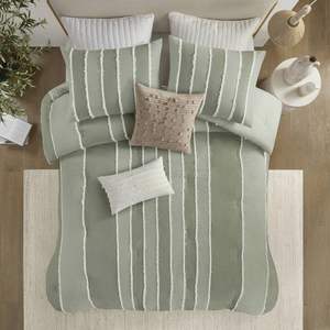 DB 3-Piece Striped Cotton <b>Comforter</b> <b>Set</b> Woven with Floral Solid Printed Patterns Polyester Filling for Home Wedding Hospital Use - Product Image 3