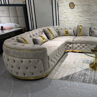 Ensemble de canapés YOUJING SOFA11 en cuir véritable, style italien, luxe léger, avec surpiqûres, en forme de U, garni de latex, pour salon américain