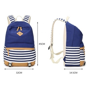 <span class=keywords><strong>Amazon</strong></span> Venta caliente chica mochila de la raya de la lona mochila escolar <span class=keywords><strong>para</strong></span> las niñas 2020 - Product Image 4