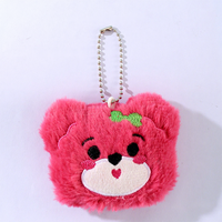 Porte-clés en peluche 3D en forme de tête d'animal, confortable et de haute qualité, mignon et moelleux, pour écouteurs ou comme pendentif