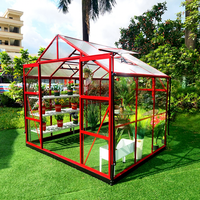 Serre de jardin en polycarbonate avec cadre en aluminium de 8 pieds de large, avec porte coulissante