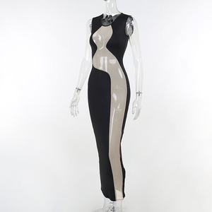 <span class=keywords><strong>Abito</strong></span> 2025 da donna aderente in maglia Patchwork di prospettiva <span class=keywords><strong>abito</strong></span> <span class=keywords><strong>lungo</strong></span> da sera elegante <span class=keywords><strong>abito</strong></span> da sera estivo <span class=keywords><strong>nero</strong></span> da Club - Product Image 6