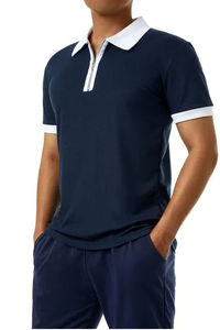 Polo de manga corta con cuello vuelto y cremallera cuarto personalizado para hombre - Product Image 5