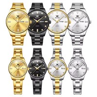 OLEVS jam tangan kuarsa asli pria dan wanita, arloji pasangan romantis tanggal tahan air Stainless Steel mewah 3621