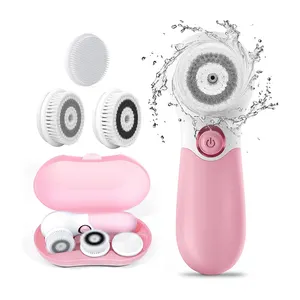 Portable Facial Rotary Brushes with Storage Box Waterproof Silicone 3 in 1 Facial Cleansing Brush