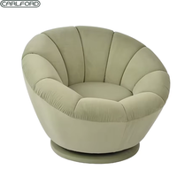 Fauteuil moderne CARLFORD en forme de citrouille, chaise pivotante en tissu vert pour enfants, fauteuil d'appoint relaxant pour chambre d'enfant et salon