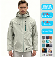 Veste Softshell Unisexe Adulte Tendance à Col Montant pour Randonnée en Plein Air, Tissée, avec Fermeture Éclair, Respirante, Imperméable, Coupe-Vent et à Capuche, Couleur Unie