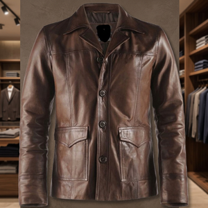 Customized OEM Men's <b>Retro</b> Biker Genuine Sheep Skin <b>Leather</b> <b>Jacket</b> for Men Women New Style High Street Stand Collar Waterproof - Product Image 1
