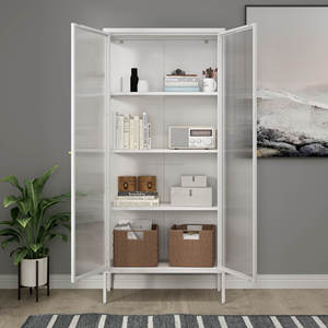 Meuble de <span class=keywords><strong>rangement</strong></span> en verre multi-niveaux avec cadre métallique, vitrine bibliothèque pour salon – Vente en gros usine, modèle européen très demandé - Product Image 2
