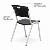 Chaise d'entraînement empilable moderne en plastique avec cadre en métal argenté pour salle de classe scolaire