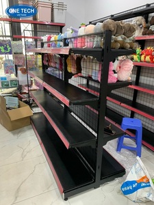 4-tier Wire mesh back gondola shelving Vietnam Iron Supermarket Rack Light Duty Grid <b>Shelf</b> Quick Installation - Product Image 4