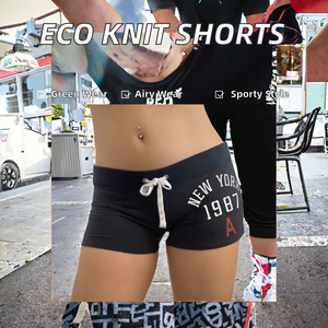 Shorts en polyester tricoté écologique pour femme, taille basse, respirant, taille élastique, coupe régulière, décontracté, sportif, confortable, avec cordon de serrage - Product Image 2