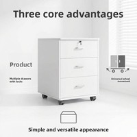 Archivador de Oficina Comercial de Madera con 3 Cajones, Minimalista y Moderno, con Cerradura, con Ruedas, Móvil, para Debajo del Escritorio, Almacenamiento de Documentos