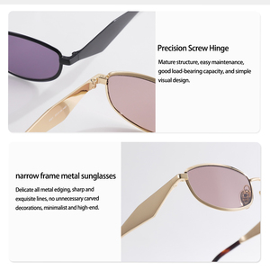 Vintage Y2K Style Small Oval <b>Sunglasses</b> Women Men Thin Metal Frame Trendy Streetwear Sun Glasses Wholesale Custom Logo - Product Image 6