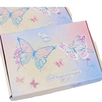 Boîte de rangement portable en carton ondulé imprimé papillons rêveurs, en matériaux recyclés, pour papeterie et petits cadeaux