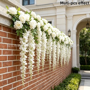 Guirlande de roses artificielles blanches, glycine, 250 cm, décorations de mariage en plastique - Product Image 2