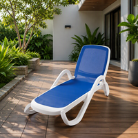 Chaise longue d'extérieur résistante aux intempéries, empilable, en plastique, avec siège en maille confortable, chaise inclinable pour le jardin
