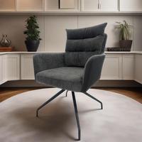 Chaise de salle à manger en tissu de coton de style italien, luxe léger, dossier pivotant, pieds en métal - Design minimaliste moderne pour la maison et le bureau
