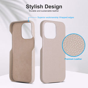 Coque arrière de téléphone portable en cuir PU pour iPhone 16, 15, 14, <span class=keywords><strong>Pro</strong></span> Max, coque magnétique personnalisée et élégante en forme de galet - Product Image 3