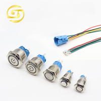 Interrupteur à bouton-poussoir de 16 mm avec LED et signal d'alimentation, interrupteur momentané métallique étanche à verrouillage automatique 3V 5V 6V 12V 24V 220V