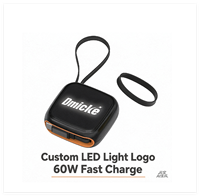 Nouveau câble de charge multi-ports rétractable avec logo LED, chargeur rapide 60W, boîte de câble USB C vers USB C avec cordon en silicone