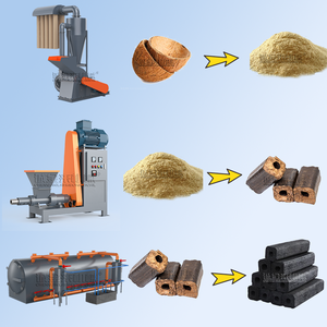 Ligne de production de briquettes de biomasse à base de coques de noix de coco, machine d'extrusion à vis, machine de fabrication de charbon de bois, four de carbonisation - Product Image 1