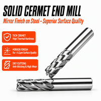 TiCN-Vollhartmetall-Schaftfräser mit 4 Schneiden, unbeschichtet, 60HRC, 35-Grad-Spiralwinkel, D1-D16mm, für Trockenschneiden von Stahl, Spiegelglanz